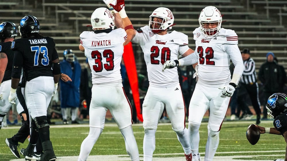 The Miami RedHawks beat Buffalo 37-20 on Wednesday night in Buffalo. MIAMI ATHLETICS PHOTO