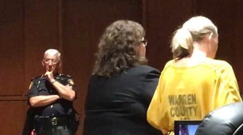 Amy Panzeca, 48, a fifth-grade teacher at Springboro Community Schools, pleads not guilty to drug-related charges Tuesday, Aug. 15, 2017, in a Warren County courtroom.