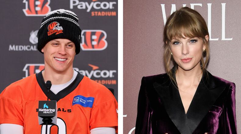 Cincinnati Bengals player Joe Burrow and singer Taylor Swift. ASSOCIATED PRESS PHOTOS