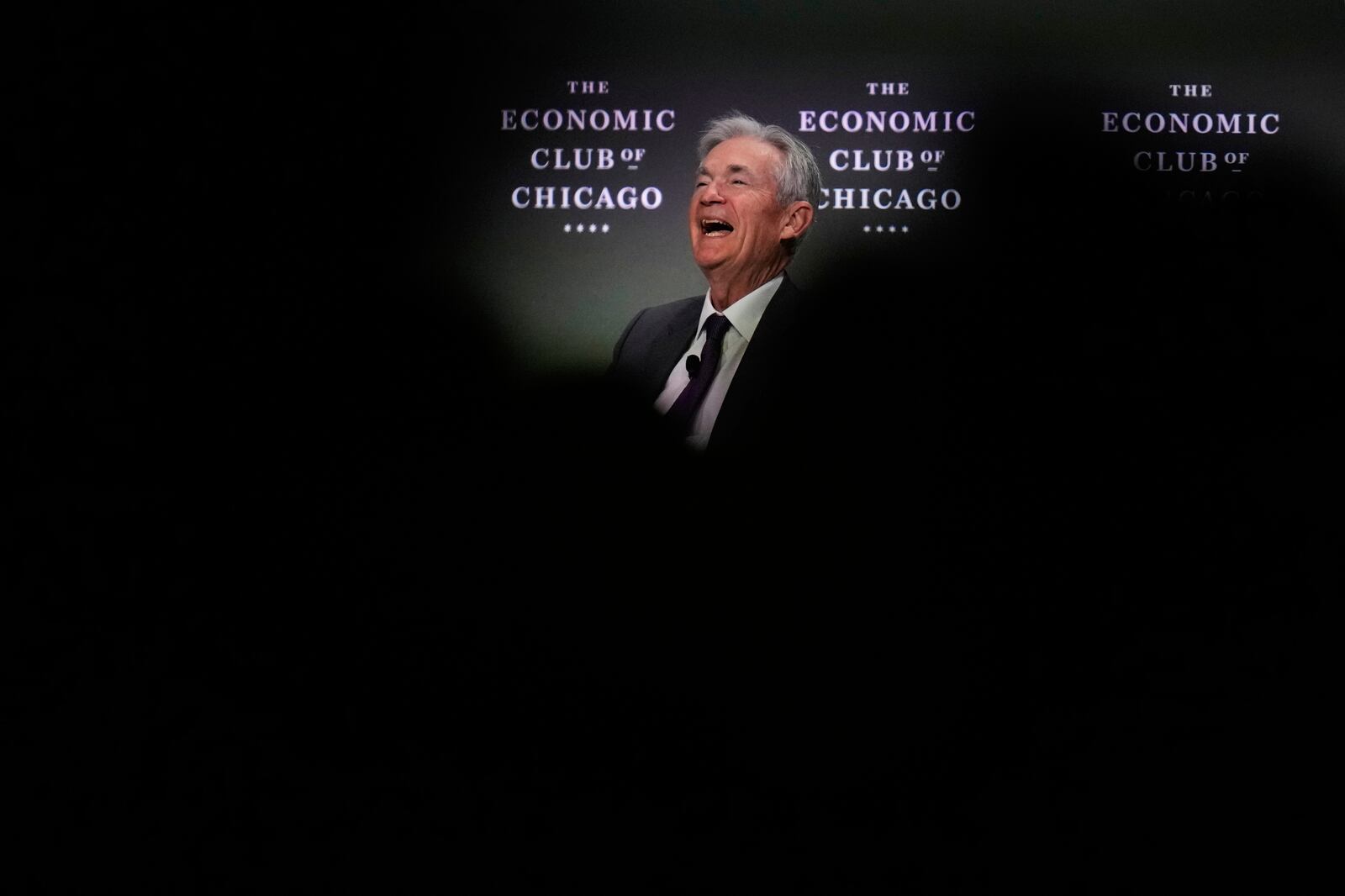 Chair of the Board of Governors of the Federal Reserve System Jerome Powell speaks during an event hosted by the Economic Club of Chicago, Wednesday, April 16, 2025, in Chicago. (AP Photo/Erin Hooley)