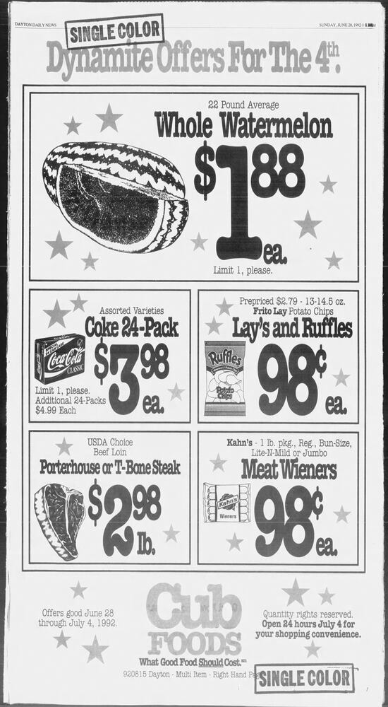 Fourth of July advertisement pages