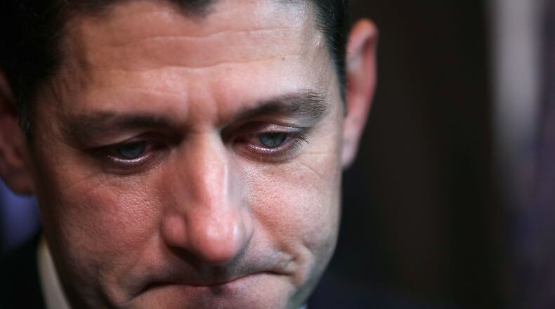 WASHINGTON, DC - NOVEMBER 30: Speaker of the House Paul Ryan (R-WI) delivers brief remarks before signing H.R. 2810, the National Defense Authorization Act during an enrollment ceremony in the speaker’s office at the U.S. Capitol November 30, 2017 in Washington, DC. The $696 billion defense bill exceeds President Donald Trump’s budget request and breaks through earlier caps on national defense spending. (Photo by Chip Somodevilla/Getty Images)