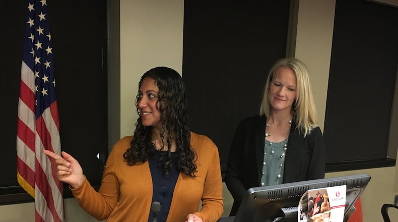 Reem Aly, vice president of Health Policy Institute Ohio, and Rebecca Carroll, health policy analyst at HPIO explain how disparities contribute to higher infant mortality rates in some groups. STAFF PHOTO/HOLLY SHIVELY