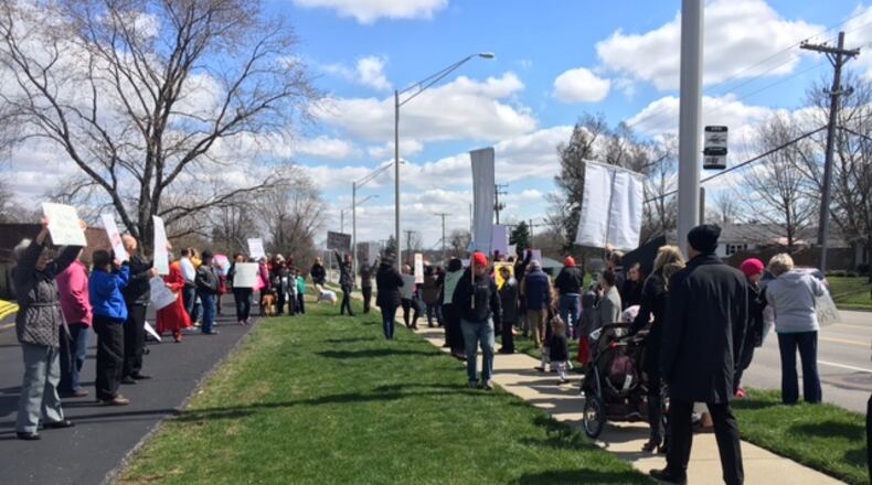 Both sides in the abortion debate rallied outside the Women’s Med Center, 1401 E. Stroop Road, Kettering Sunday march 20, 2016. (Lauren Stephenson/Staff)