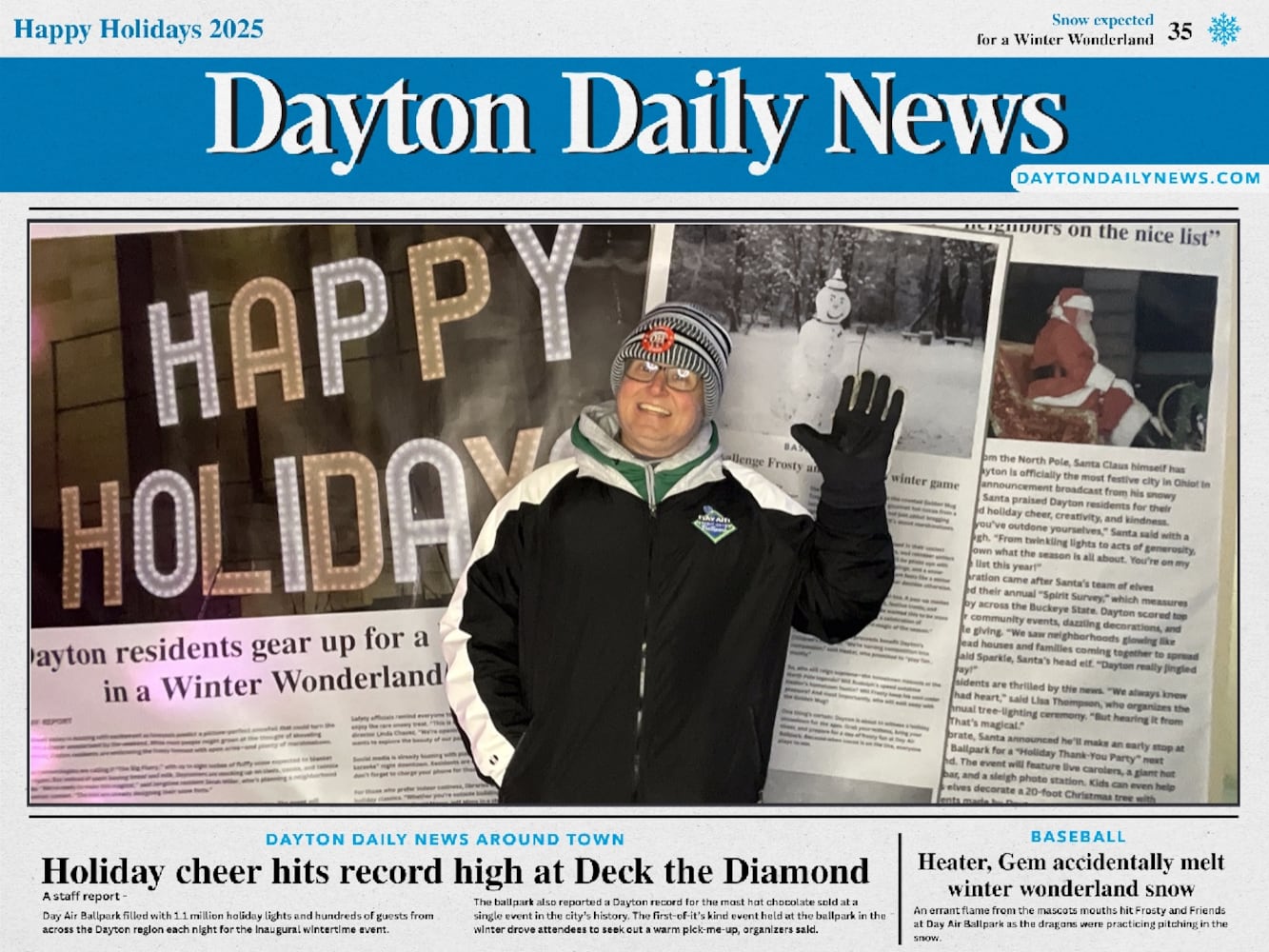 "Front Page News" photobooth at Deck the Diamond