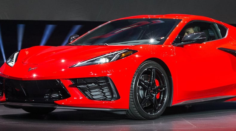 The 2020 Stingray, Chevrolet’s first-ever production mid-engine Corvette, features a new 6.2-liter small block V-8 LT2 engine producing 495 horsepower and 470 lbs.-ft. of torque when equipped with performance exhaust. The 2020 Chevrolet Corvette Stingray goes into production in late 2019 and will start at less than $60,000. Photo by Dan MacMedan for Chevrolet