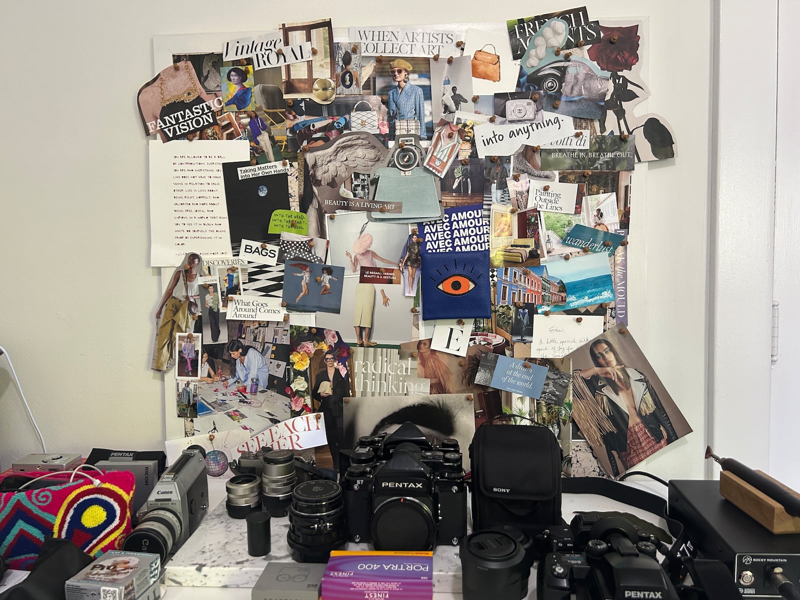 A moodboard and photography gear in Erin Tufts Cartier's home studio. HANNAH KASPER/CONTRIBUTED
