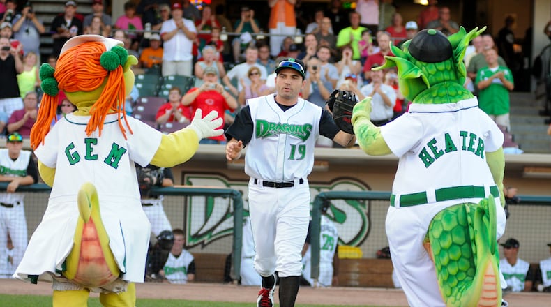 Joey Votto on a rehab assignment with the Dayton Dragons on Tuesday, Aug. 28, 2012. Contributed photo by Nick Falzerano