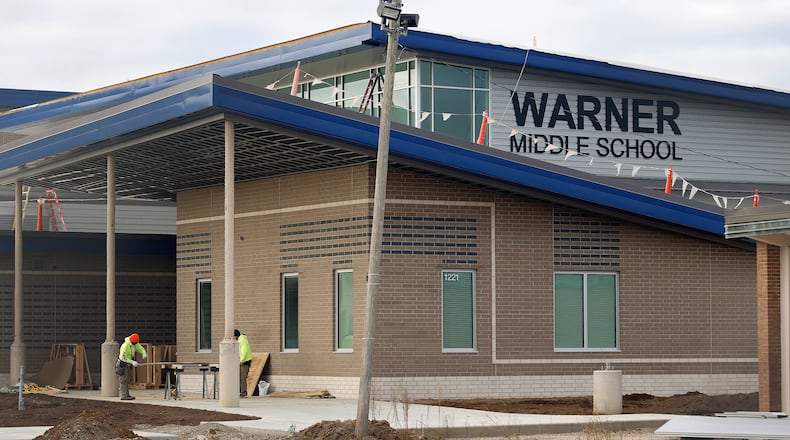 Construction is moving along on the new Warner Middle School in Xenia. MASHALL GORBY\STAFF