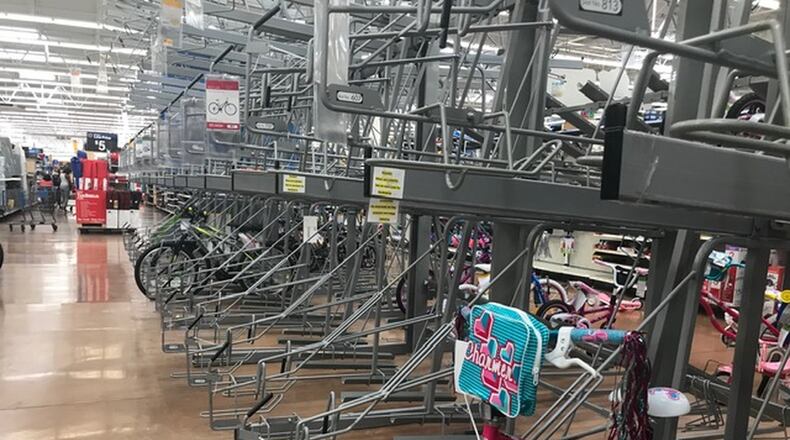 This Walmart store in Moraine didn’t have a lot of bike options in early June. KAITLIN SCHROEDER/STAFF