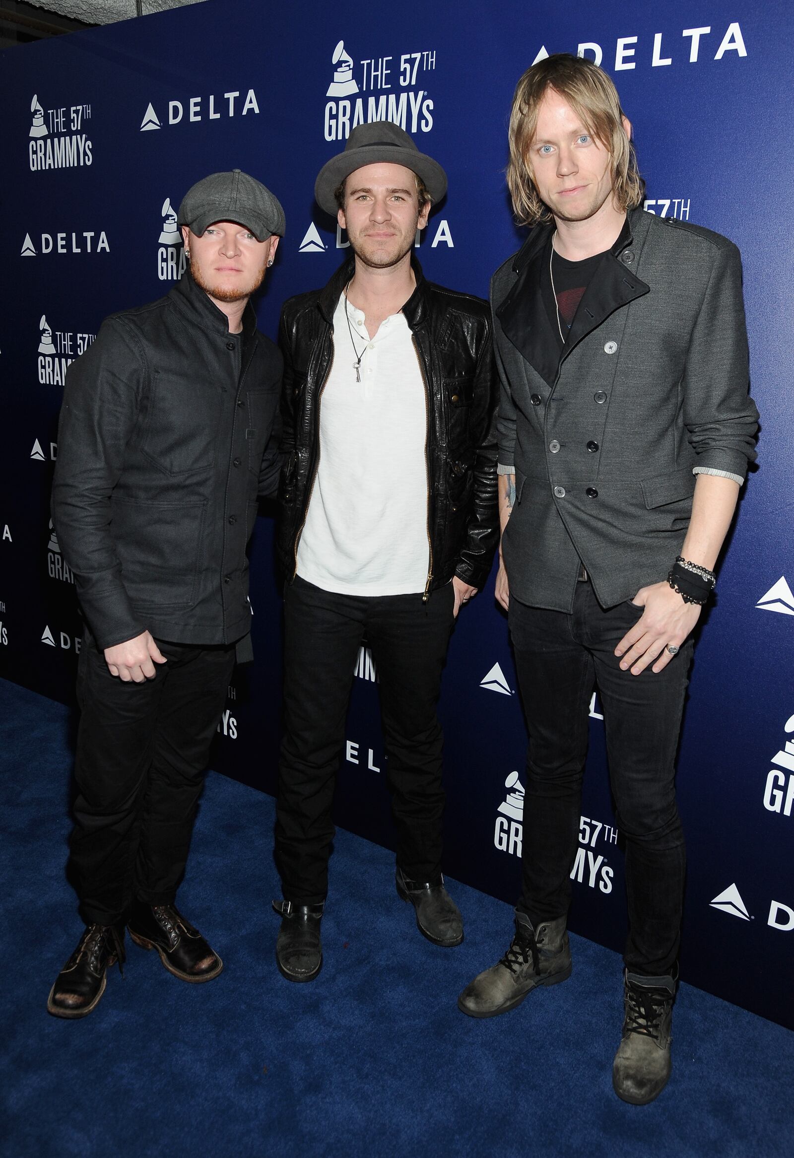 WEST HOLLYWOOD, CA - FEBRUARY 05: (L-R) Musicians Rick Woolstenhulme, Jr., Jason Wade and Bryce Soderberg of Lifehouse attend a celebration of the 57th annual GRAMMY Awards hosted by Delta Air Lines, the official airline of the GRAMMY Awards, with a private performance from Charli XCX on February 5, 2015 in West Hollywood, California. (Photo by Angela Weiss/Getty Images for Delta Air Lines)