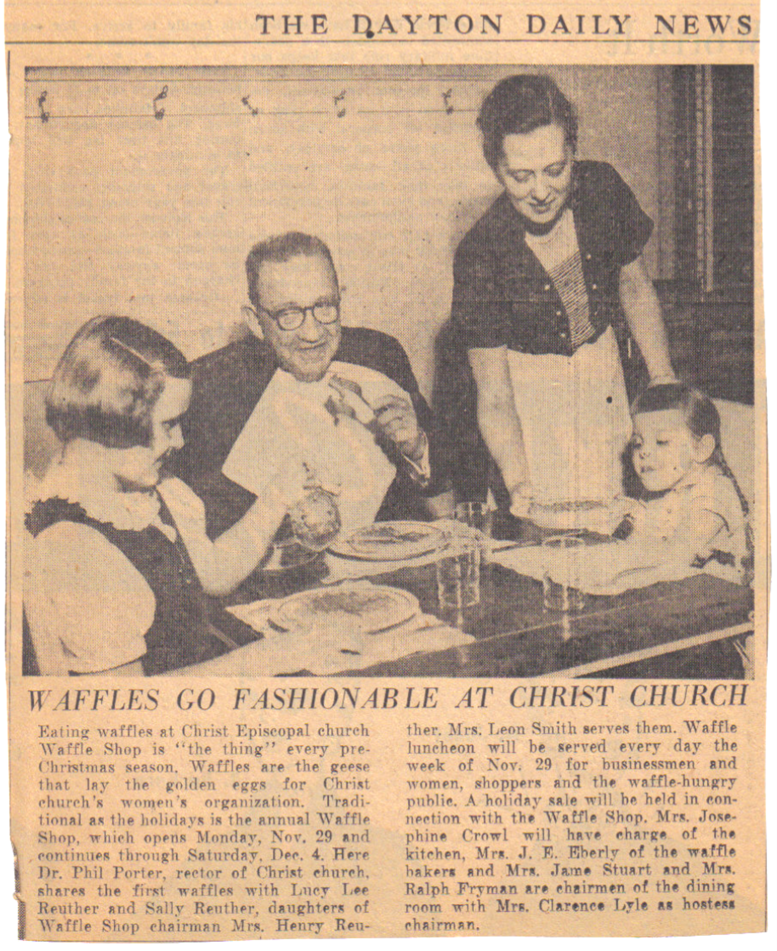 Christ Episcopal Church’s Women of the Parochial Society, one of eight women’s groups at the church at the time, launched Waffle Shop in 1929. The holiday fundraiser has grown over the years.