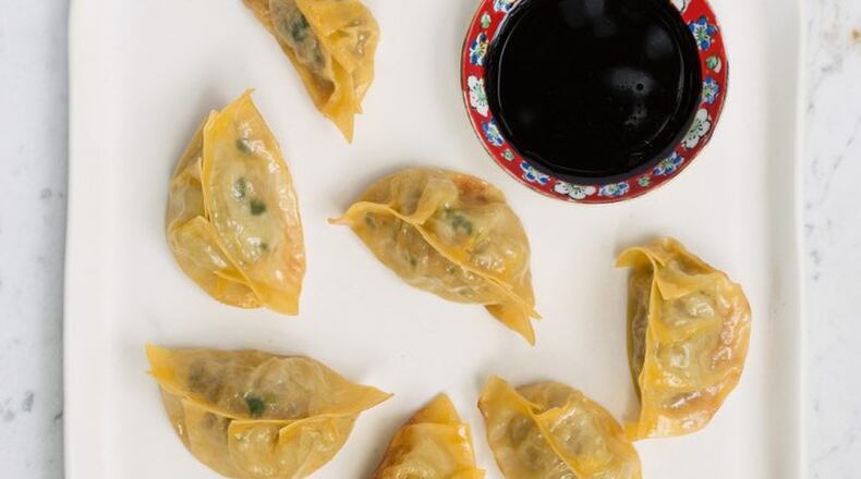 Pork and chive dumplings from Sohui Kim’s “The Good Fork.” Contributed by Burcu Avsar and Zach Desart