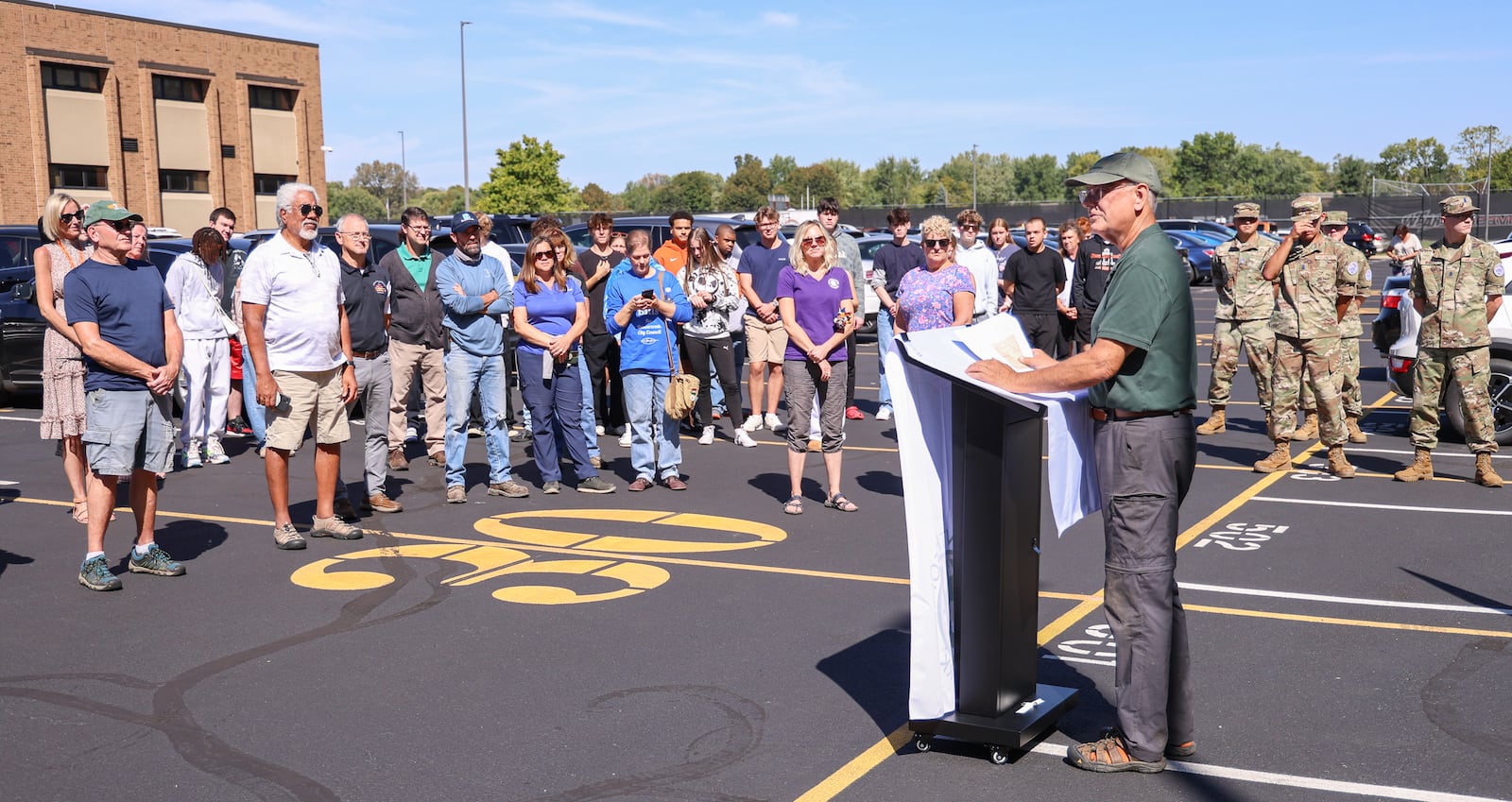 Dave Nolin, a retired Five Rivers MetroParks conservation director, speaks during a ceremony on Wednesday, Oct. 1 at Beavercreek High School. The ceremony was for Ferguson Land Lab being added to the Old- Growth Forest Network. Nolin researched the history of the property. BRYANT BILLING / STAFF