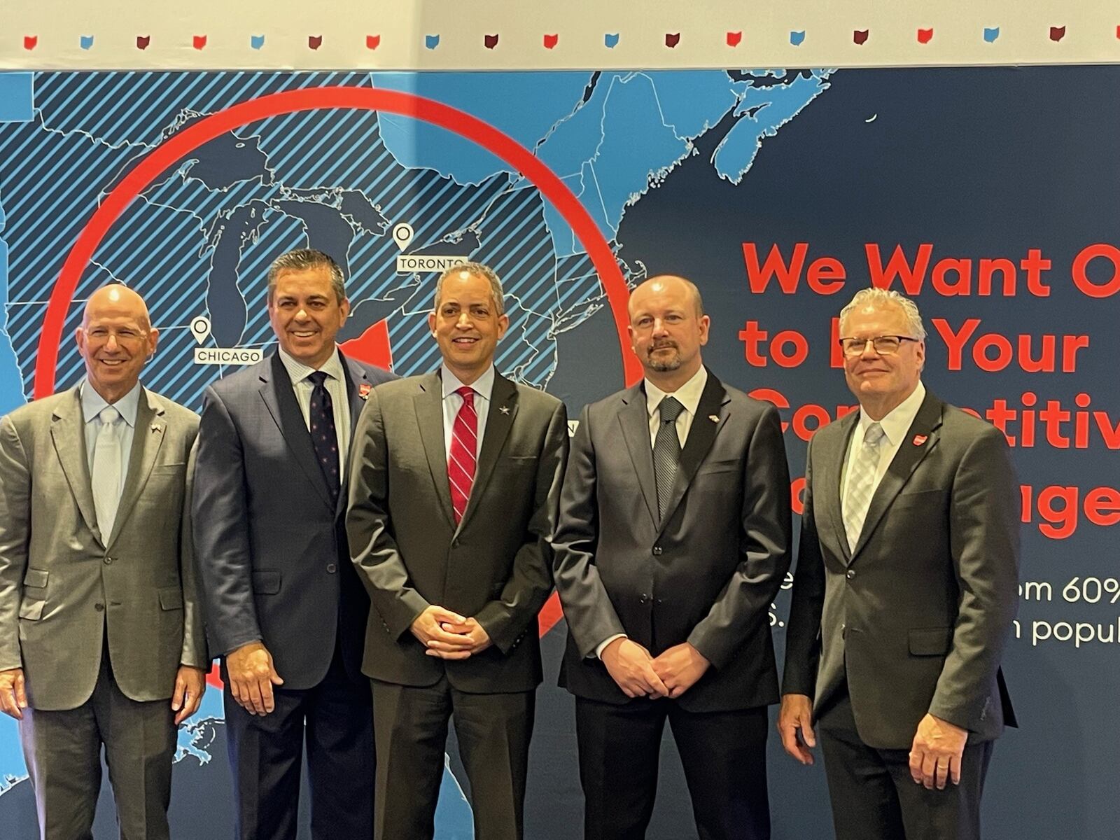 A recent photo from a SelectUSA investment summit. From left to right: U.S. Ambassador to Italy Jack Markell; David Burrows, Dayton Development Coalition vice president of engagement; Deputy Secretary of Commerce Don Graves; Westrafo CEO Alberto Cracco; JobsOhio Managing Director of Advanced Manufacturing, Aerospace and Aviation Glenn Richardson. Contributed Photo