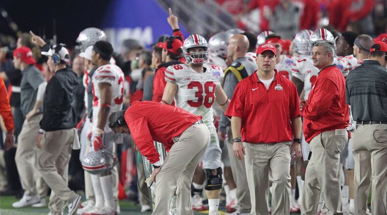 Ohio State coach Urban Meyer reacts after Clemson stretched its lead to 24-0 in the third quarter. David Jablonski/Staff