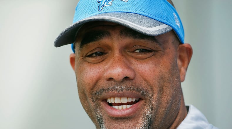 FILE - In this Thursday, June 2, 2016, file photo, Detroit Lions defensive coordinator Teryl Austin speaks to the media after an NFL football practice in Allen Park, Mich. On Monday, Jan. 1, 2018, the Lions fired head coach Jim Caldwell. A person familiar with the team’s coaching search says Austin will interview for the job Tuesday. (AP Photo/Paul Sancya, File)
