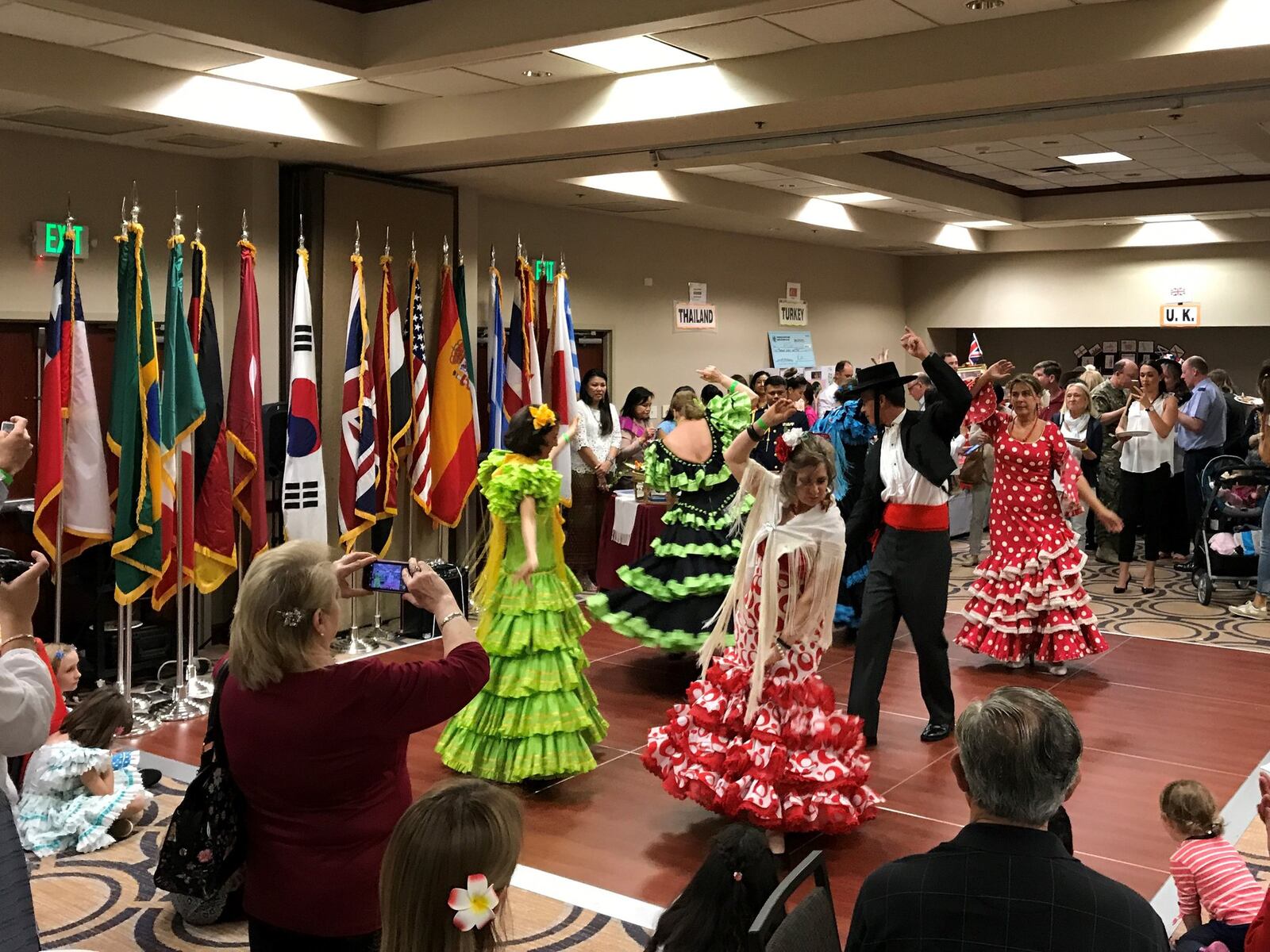 Colorfully dressed in costumes, performers gathered at a past international fair of the Wright-Patterson International Spouses Group. CONTRIBUTED