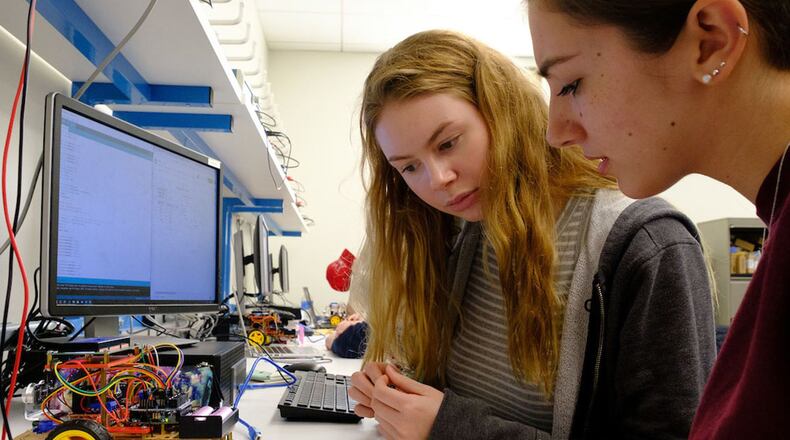 Miami University’s Department of Electrical and Computer Engineering is in the process of developing a bachelor’s degree in robotics engineering. The goal is to gain state approval in the fall. Photo by Scott Kissell/Miami University