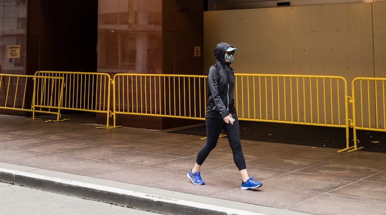 The San Francisco Marriot Union Square in San Francisco, April 11, 2020. While business travel evaporated in a flash when the coronavirus hit, it may take two to three years for it to fully recover, far longer than many travel experts initially predicted. (Cayce Clifford/The New York Times)