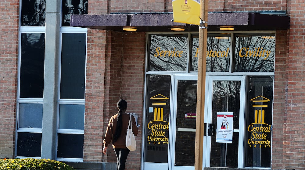 A student enters a building on the campus of Central State University. The university and the city recently negotiated a 90-day extension to their water and sewer contract. STAFF