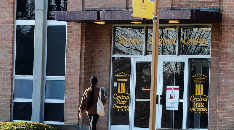 Students going to classes on the campus of Central State University Monday Nov. 4, 2022. MARSHALL GORBY\STAFF