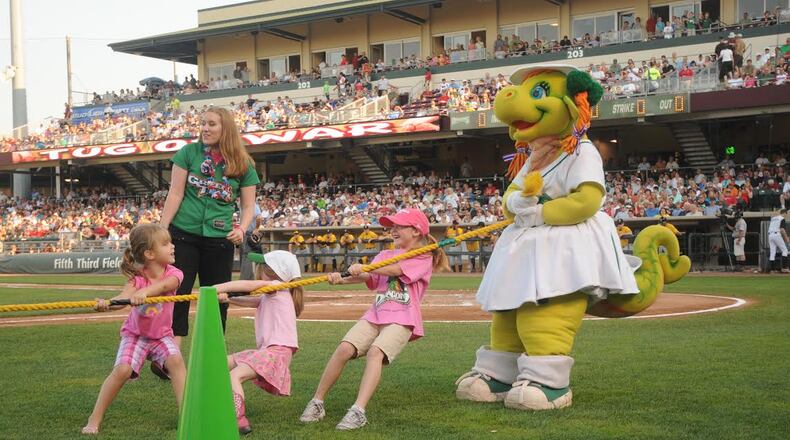 Heater and Gem are the Dragons' beloved mascots and love to have a good time with fans. They especially like playing tug o' war.