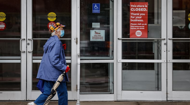 The Save-A-Lot store on Linden Ave. has a closed sign in the window. Sarah Griffin, a spokesman for Save A Lot, said the company takes the closure “very seriously.” JIM NOELKER/STAFF