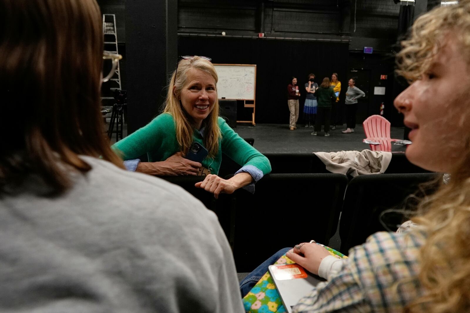 Professor Beth Osnes-Stoedefalke speaks with students during a creative climate communication class Thursday, March 20, 2025, in Boulder, Colo. (AP Photo/Brittany Peterson)