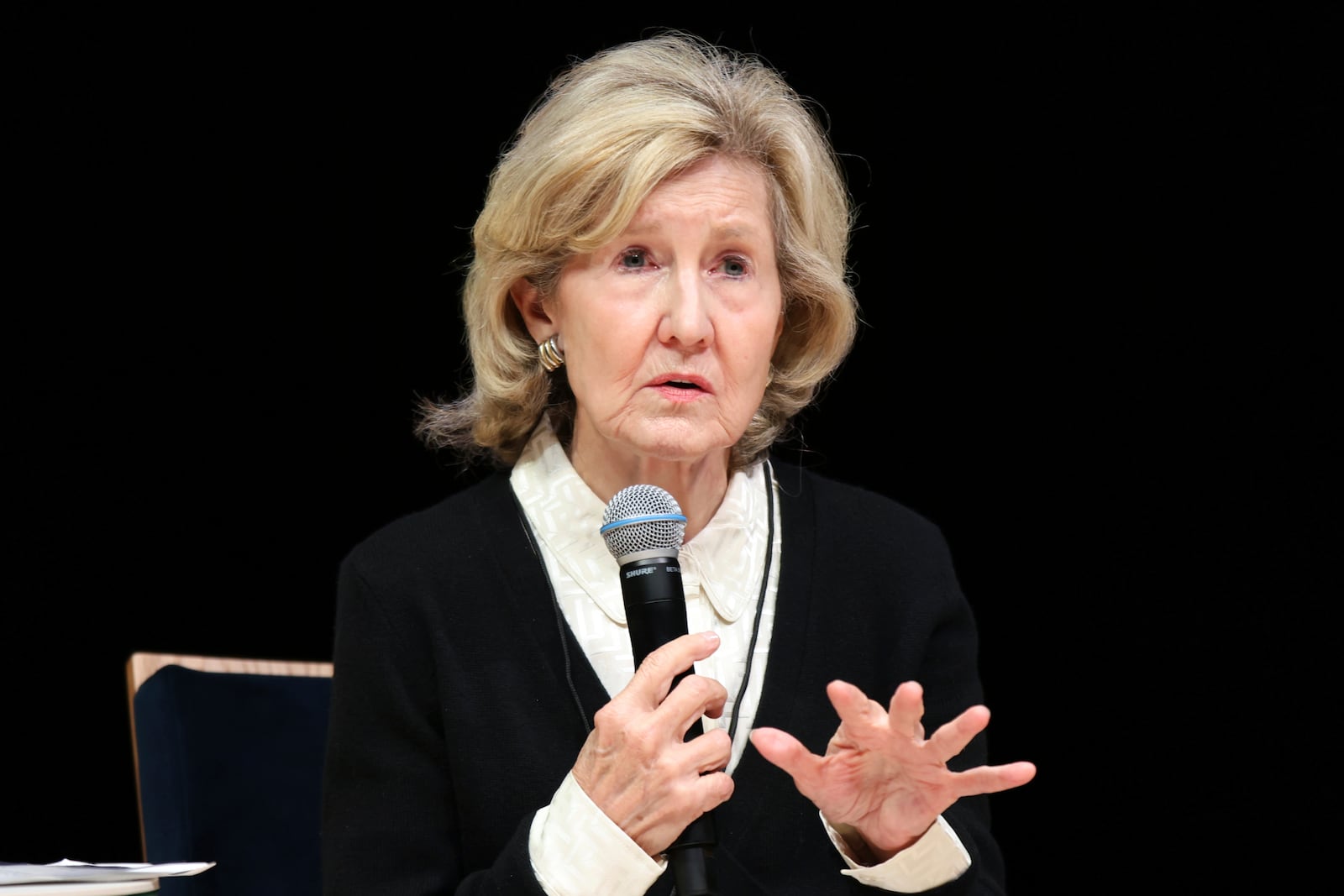 Former U.S. Ambassador to NATO and U.S. Senator Kay Bailey Hutchison speaks during a panel discussion at the NATO Parliamentary Assembly in Dayton, Ohio, Friday, May 23, 2025. (AP Photo/Paul Vernon)