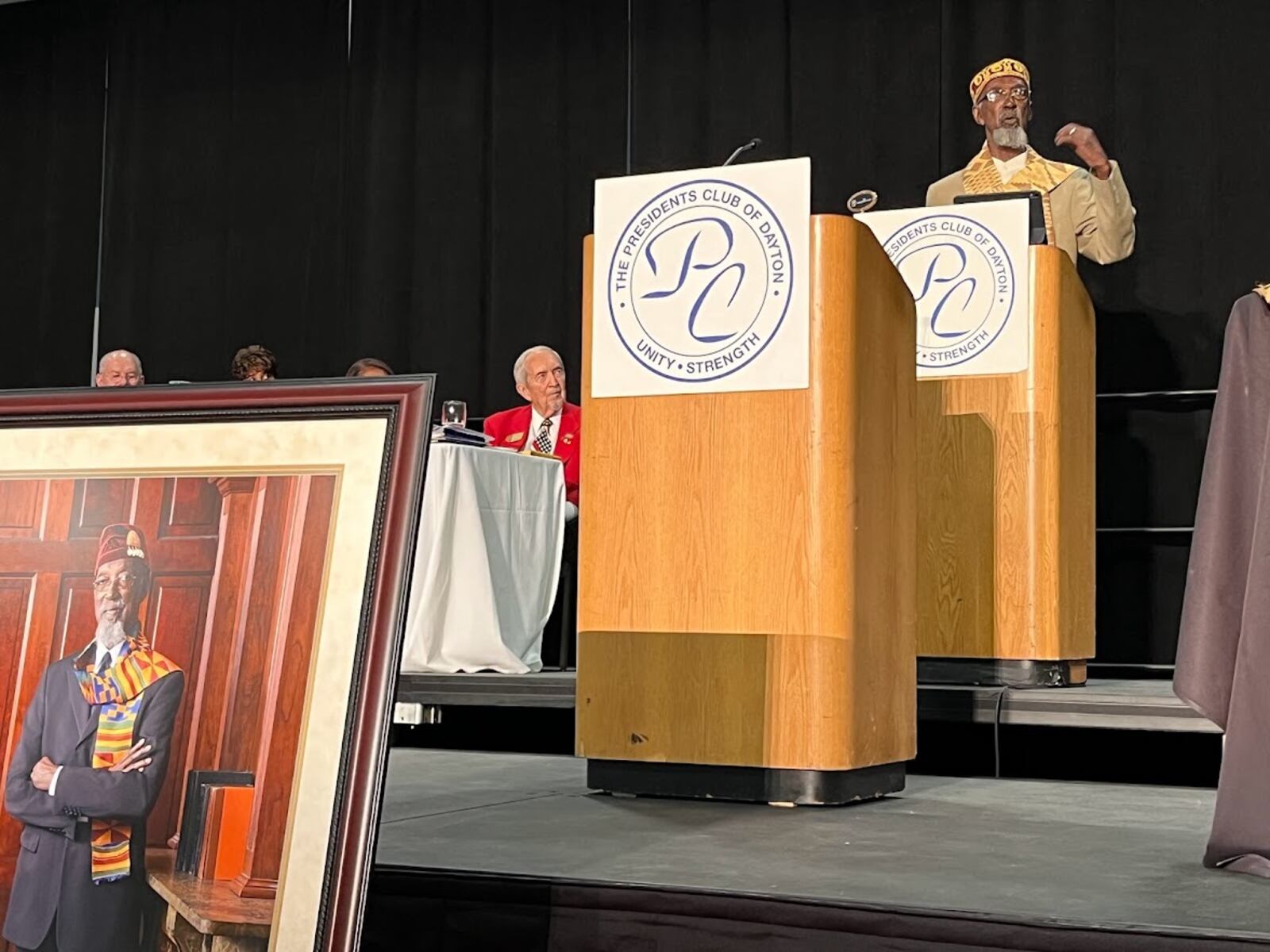 Willis Hoke "Bing" Davis speaks after accepting the Presidents Club of Dayton's Citizen Legion of Honor award Thursday at the Dayton Convention Center. THOMAS GNAU/STAFF