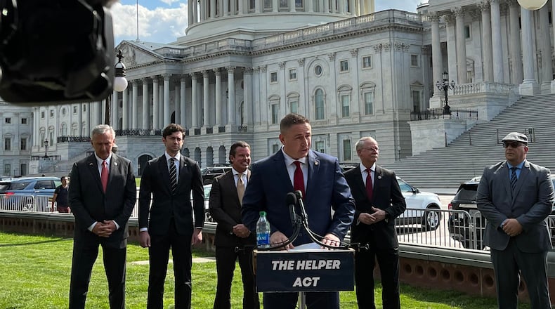 Sam Royer, the national director of Heroes First Home Loans, speaks at a D.C. press conference on Capitol Hill in May of this year. (CONTRIBUTED)
