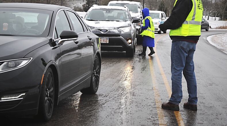 The parking lot at the new Montgomery County Fairgrounds quickly filled up for free COVID-19 testing Tuesday afternoon, Dec. 1, 2020.