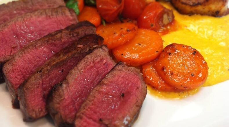 Salar Restaurant and Lounge in Dayton served this 7-ounce filet mignon seasoned with olive oil, sea salt and crushed black pepper served with mashed potatoes and haricot verts during a past Restaurant Week. (Submitted)