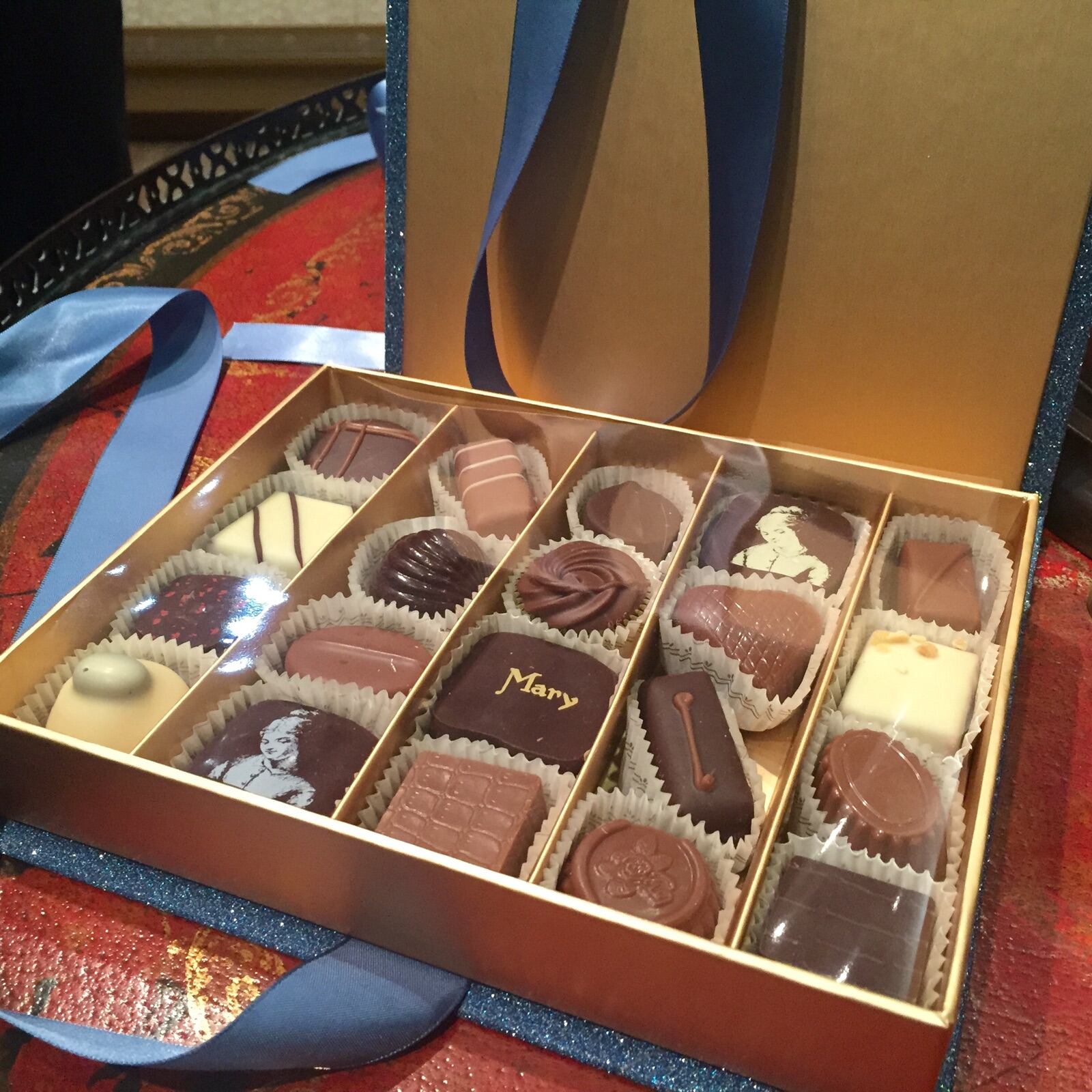 A box of Belgian chocolates from the Madame Delluc Artisan Chocolatier shop, which opened Monday at 2510 Far Hills Ave. in Oakwood. ALLEGRA CZERWINSKI/STAFF