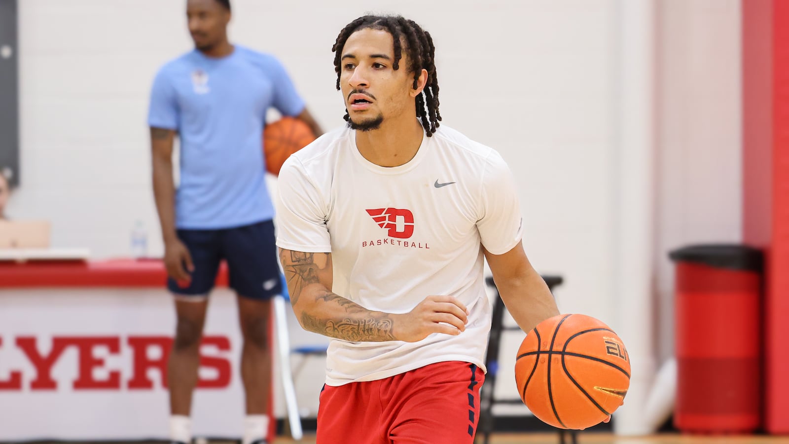 Dayton's Javon Bennett practices on Tuesday, Aug. 5, 2025, at the Cronin Center. BRYANT BILLING / STAFF