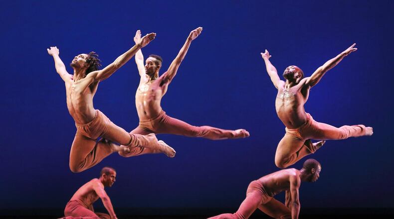 Dayton Contemporary Dance Company, seen here performing Donald McKayle’s “Rainbow ‘Round My Shoulder,” canceled the remainder of its season due to the coronavirus pandemic. The acclaimed troupe will begin its 52nd season this fall. CONTRIBUTED