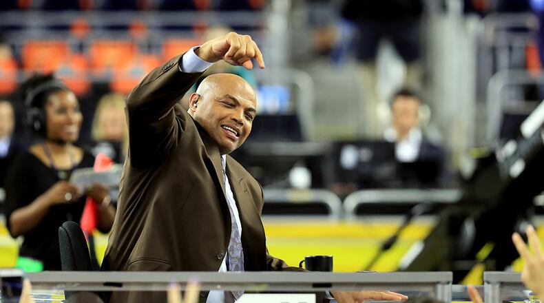 HOUSTON, TEXAS - APRIL 04: Former NBA player and commentator Charles Barkley points to the crowd prior to the 2016 NCAA Men’s Final Four National Championship game between the Villanova Wildcats and the North Carolina Tar Heels at NRG Stadium on April 4, 2016 in Houston, Texas. (Photo by Streeter Lecka/Getty Images)