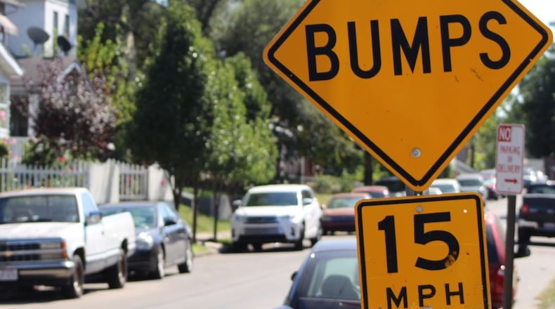 There are more than 400 speed bumps and humps on Dayton’s streets. CORNELIUS FROLIK / STAFF