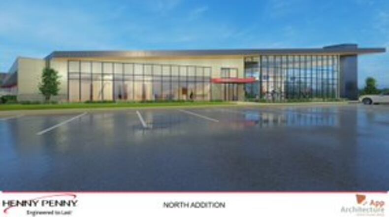An exterior conceptual view of the new Henny Penny building, for which ground was broken last week. Contributed
