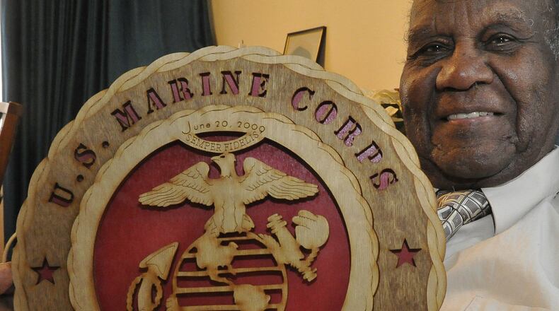 Jonas Bender, of Yellow Springs, received one of the nation’s highest honors, the Congressional Gold Medal in 2012. At the time, Bender was one of 400 remaining Montford Point Marines, who broke the corps’ color barrier during World War II. BILL LACKEY/STAFF