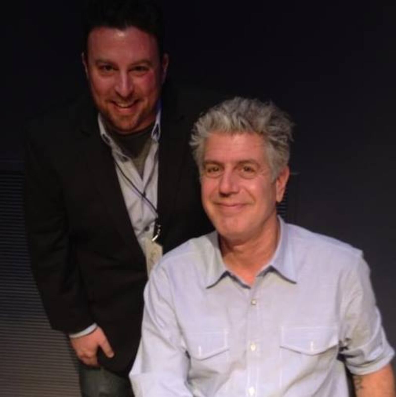 Downtown Dayton resident Mike Colvin met celebrity chef Anthony Bourdain at the Schuster Center in 2012.
