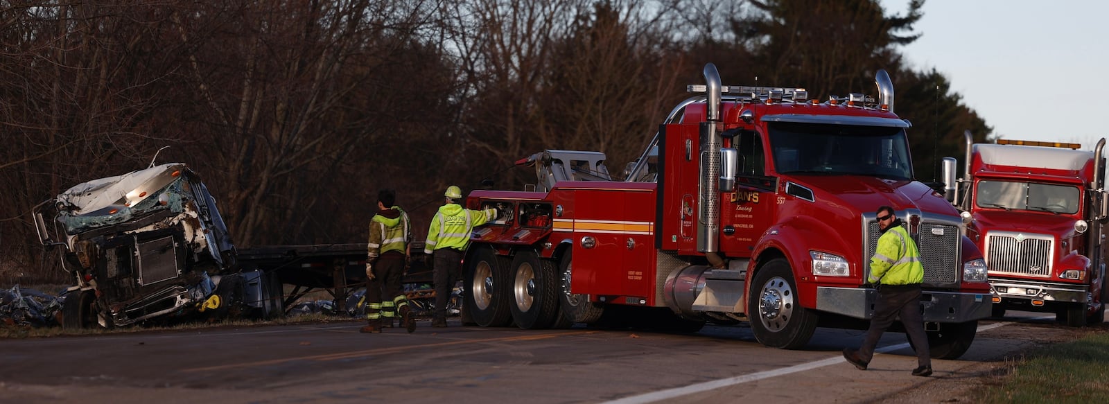 Photos from a semi-trailer crash on State Route 4 at Prairie Road in Moorefield Twp. that killed three people on Friday.
JOSEPH COOKE / STAFF
