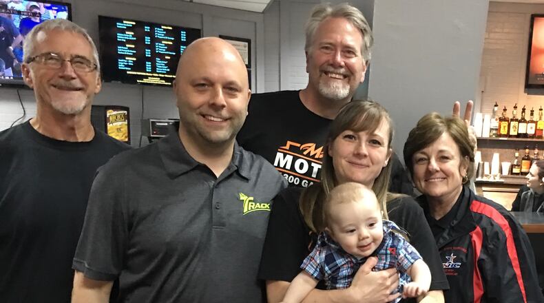 From left: Danny Behr, Brad Bridges, stepfather Tim Hartley, Andrea Behr holding her son Bradley, and Andrea’s mom Susan Hartley. Andrea joins Danny, Tim and Susan in the GDUSBC Hall of Fame this year. CONTRIBUTED