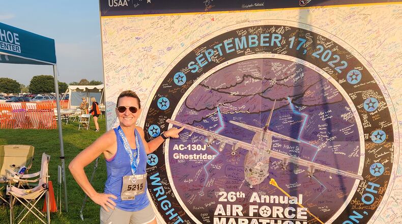Col. Polly Sandness at the U.S. Air Force Marathon in Dayton. (Courtesy photo)