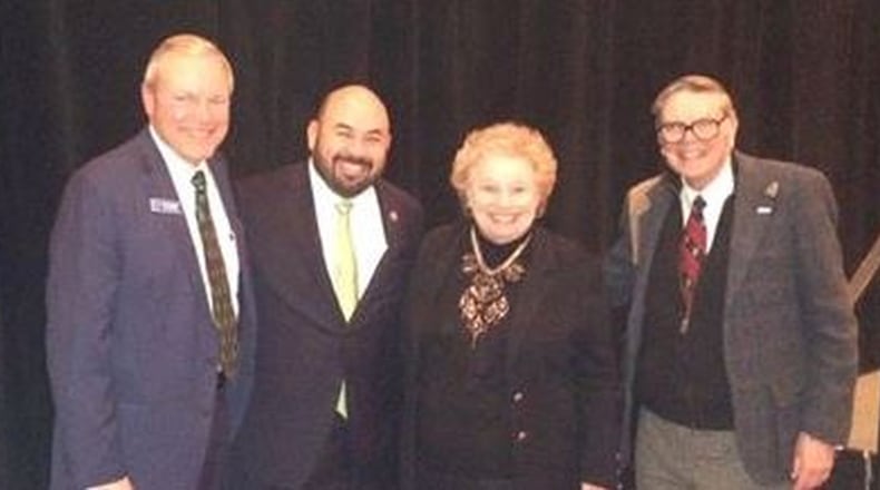 GOP donor Virginia Ginni Ragan is shown here with former Speaker Bill Batchelder, right; State Rep. Bill Reineke, far left, and Speaker Cliff Rosenberger.