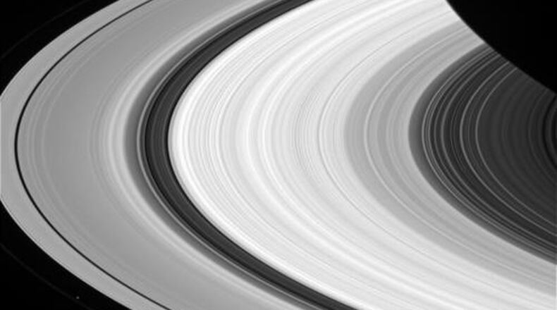 An image of Saturn’s rings taken in red light with the Cassini spacecraft wide-angle camera on Jan. 8, 2015.