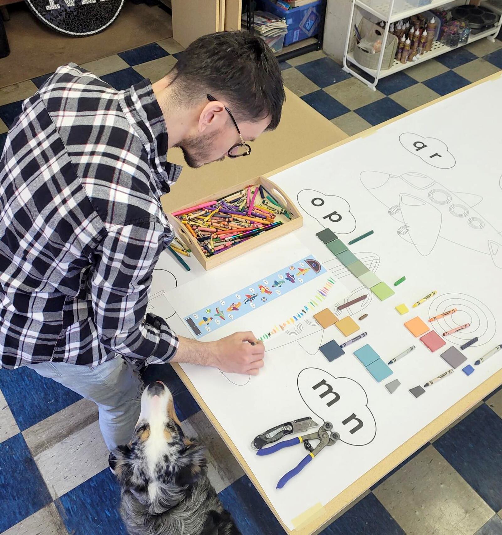 Vincent Detrick is the lead artist for the Mosaic Institute of Dayton's "Flight Games" hopscotch installation planned for the Wright Cycle Company Complex later this summer. MOSAIC INSTITUTE OF DAYTON