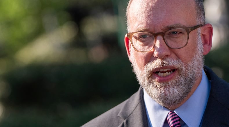 FILE - Director of the Office of Management and Budget Russell Vought speaks to reporters at the White House, Thursday, July 24, 2025, in Washington. (AP Photo/Julia Demaree Nikhinson, File)