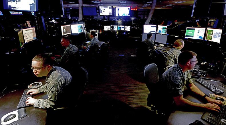 The Distributed Common Ground System, or DCGS, weapon system is the Air Force’s premier globally networked intelligence, surveillance and reconnaissance weapon system. A team with members from the Digital Directorate, Air Force Research Laboratory and Air Combat Command worked together to use artificial intelligence and machine learning to improve processes for DCGS analysts. (U.S. Air Force photo)